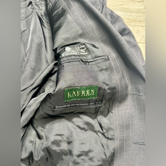 Lauren Ralph Lauren Blazer Jacket Men's 42R Navy Blue Classic Pinstriped - Picture 11 of 13